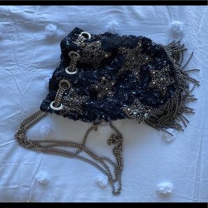 Black Bag with Stars and Sequins